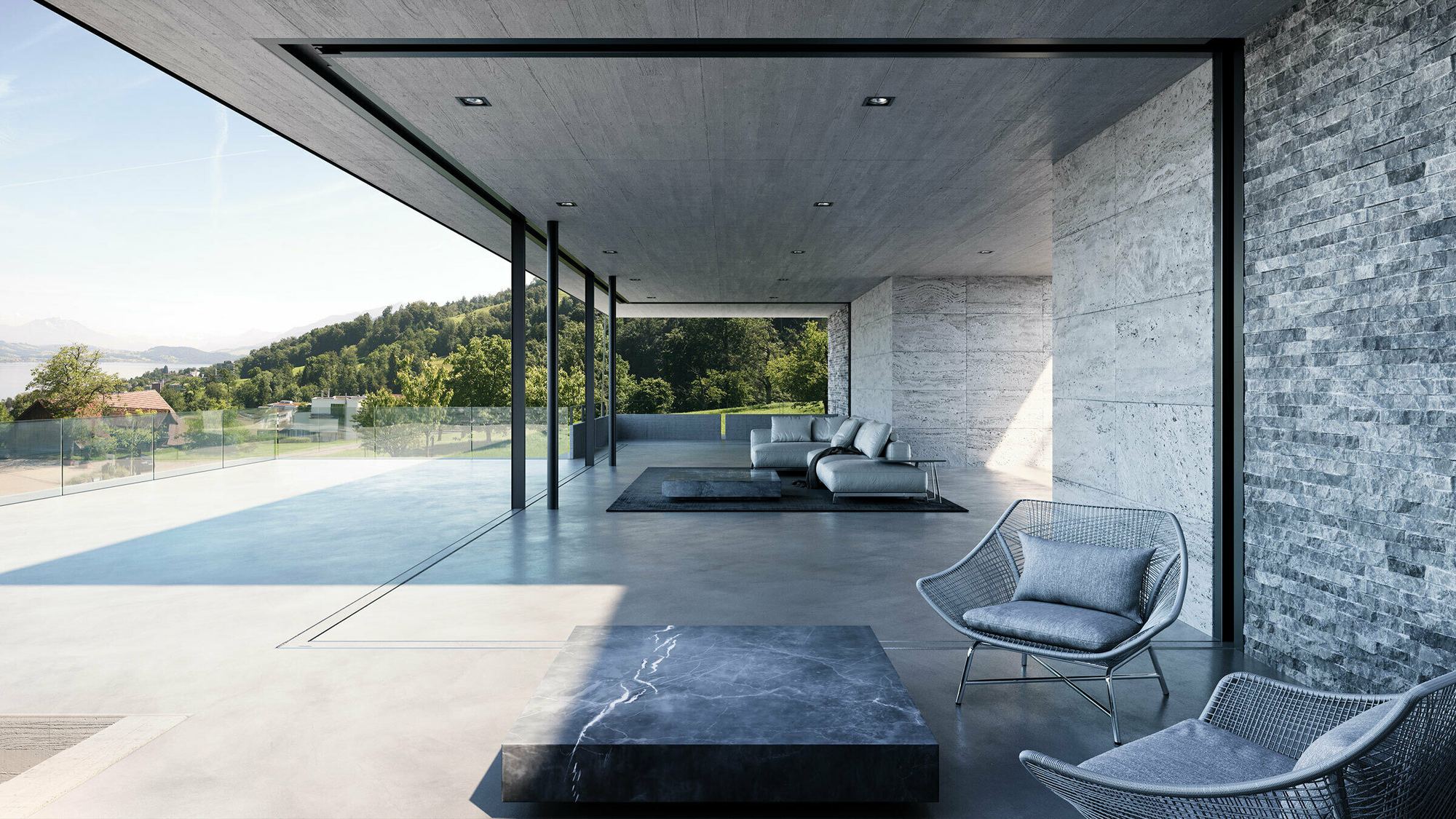 Villa con grandi vetrate