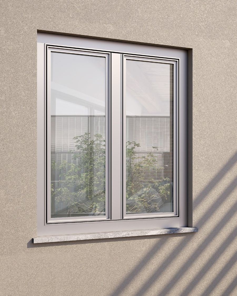 Finestra a due ante con cover in alluminio