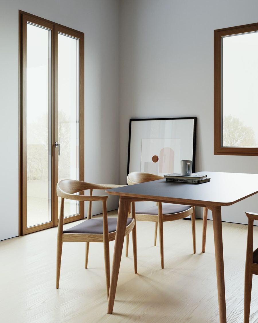 Portafinestra a due ante e finestra monoanta, finitura Rovere Gold